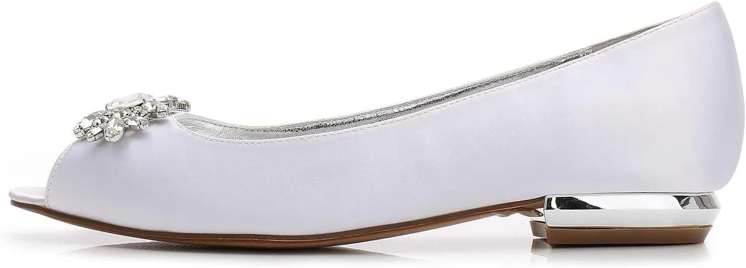 TarfiC Women Satin Sandals Flats Shoes Round Toe Open Toe Flats Slip on Dressy Comfortable Wedding