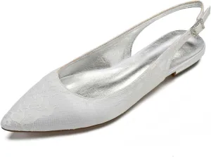 TarfiC Women's Summer Wedding Flats Comfortable Pointed Toe Buckle Dress Flats Lace Ballet Shoes for Woman Soft Driving Flats