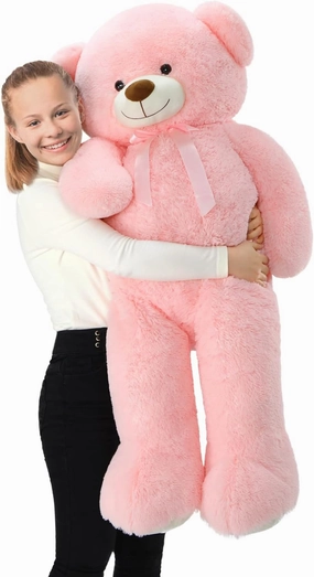 Tezituor 52in Giant Teddy Bear Stuffed Animal, Pink Big Teddy Bear Plush for Girlfriend, Kids, Life Size Large Teddy Bear Gift for Valentine’s Day, Christmas, Birthday