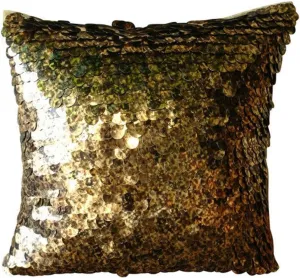 The HomeCentric Cushion Cover, Gold Throw Pillow Cover, Textured Sequins Glitter Sparkly Pillow Cover, Throw Pillow Cover 14x14 inch (35x35 cm) Square Silk Pillow Cover - Exotic Gold N Black Scales