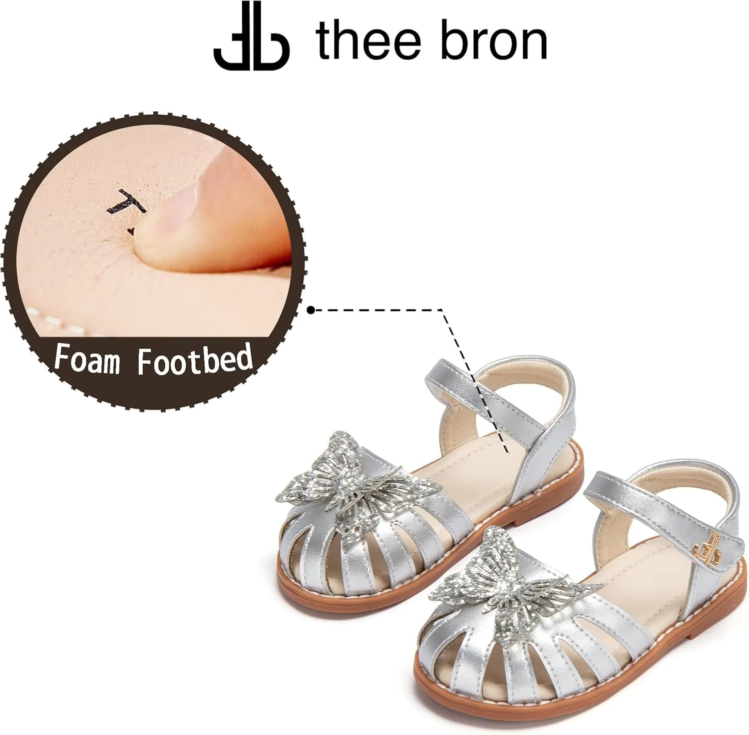 THEE BRON Princess Toddler Close Toe Sandals | Retro Lace-Up Design | Breathable Girls Shoes 3-12 Years