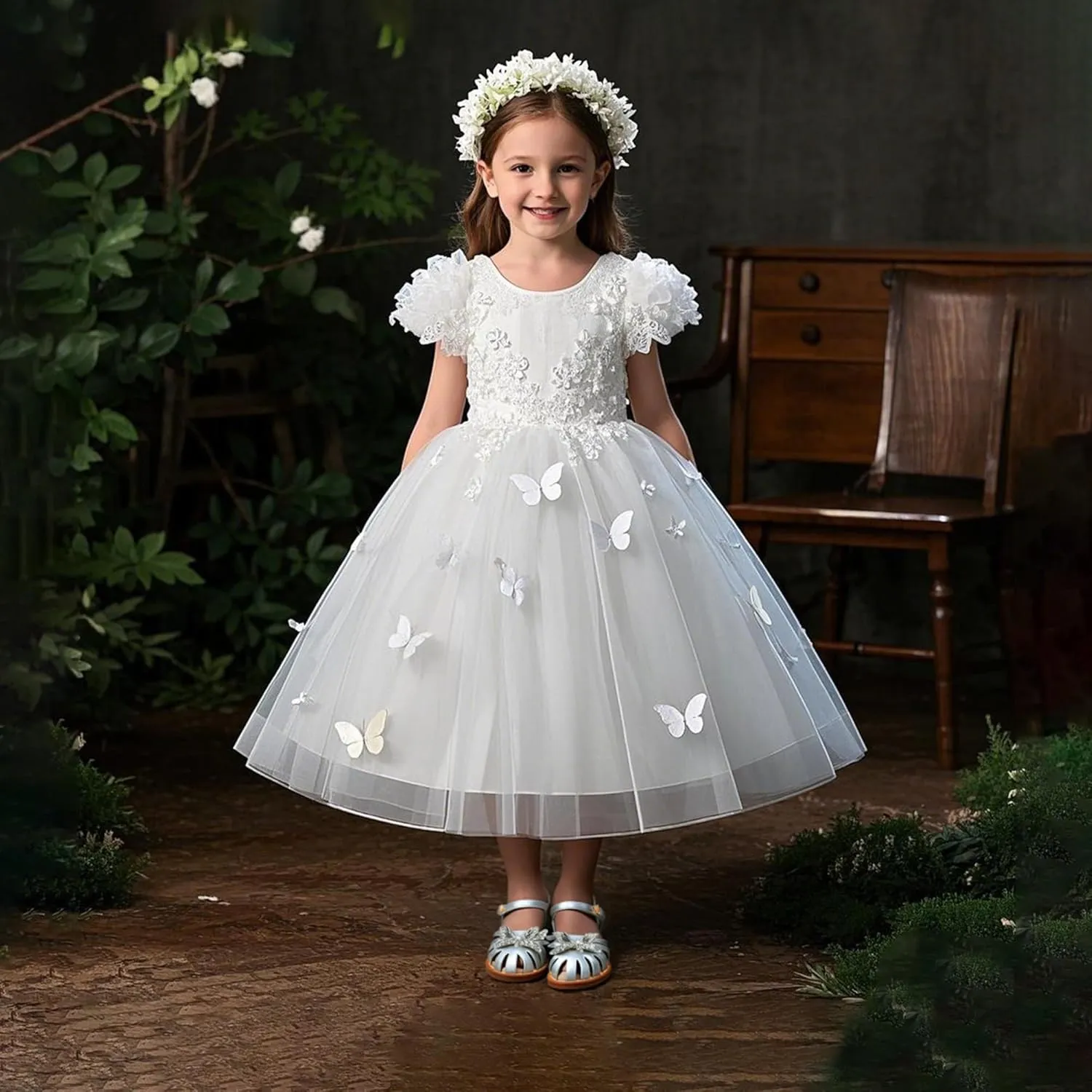 THEE BRON Princess Toddler Close Toe Sandals | Retro Lace-Up Design | Breathable Girls Shoes 3-12 Years