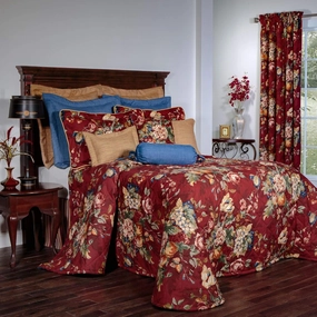 Thomasville At Home Queensland Red Bedspreads, Queen 118" Long x 102" Wide, Single Cotton Bedspread (1), Bedroom