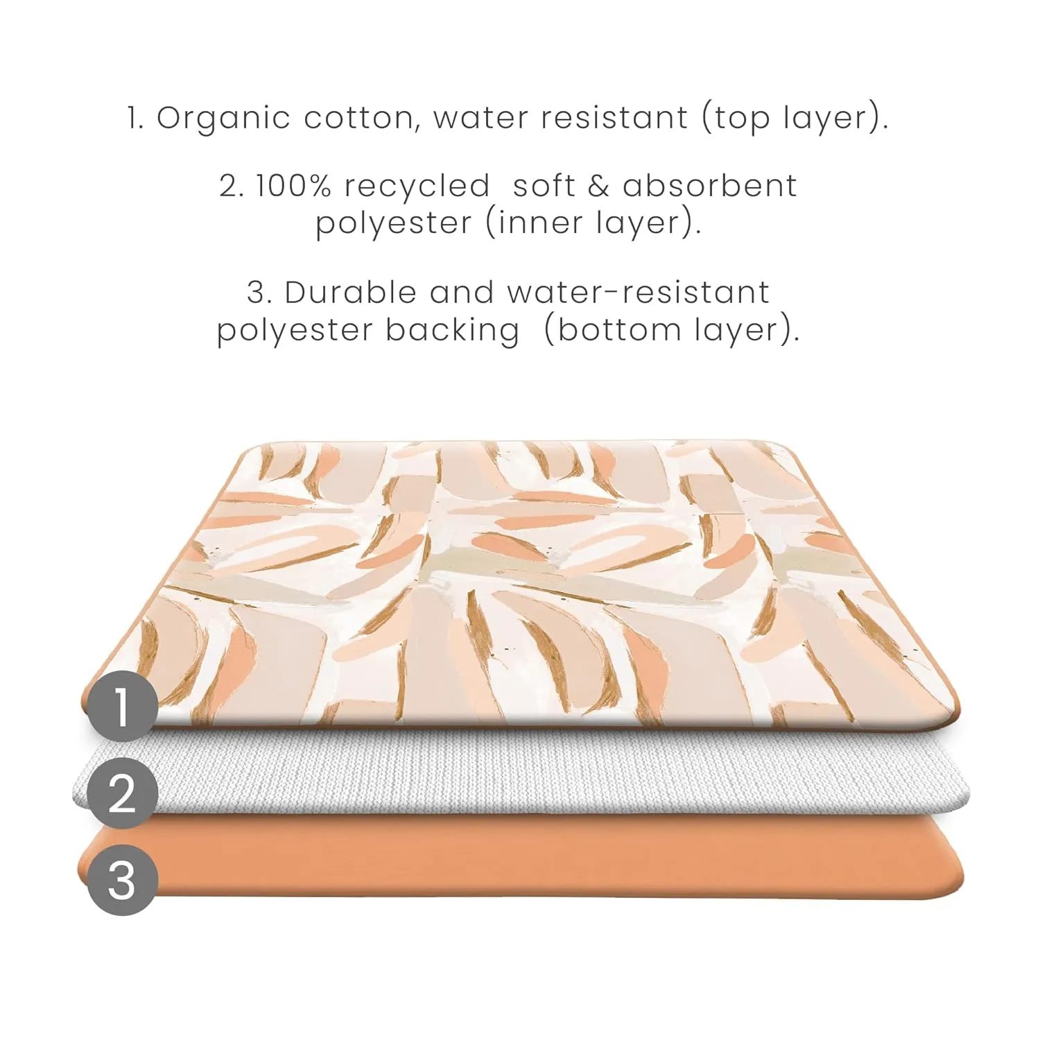 Toddlekind Pretty Practical Mat 100% Organic Cotton 47" x 47”, Reversible, Portable, Travel, Portable, Indoor/Outdoor, for Babies/Toddlers, Peach Skies (Peaches)