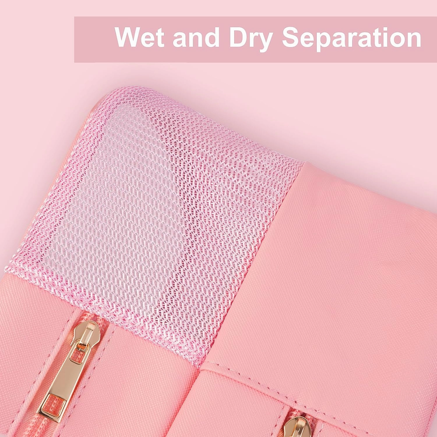 Toiletry Bag for Women Men, Translucent Dry-wet Separation Toiletries Bag Makeup Bag Travel Bag for Toiletries, Cosmetics, Travel Essentials, Toiletry Bags for Women Traveling(Pink)