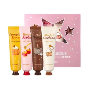TONYMOLY Razzle Dazzle Hand Cream Gift Set, 4 Scents - Pumpkin Spice, Honey Apple, Hot Chocolate, Milk & Cookies, Cruelty-Free, Korean Beauty