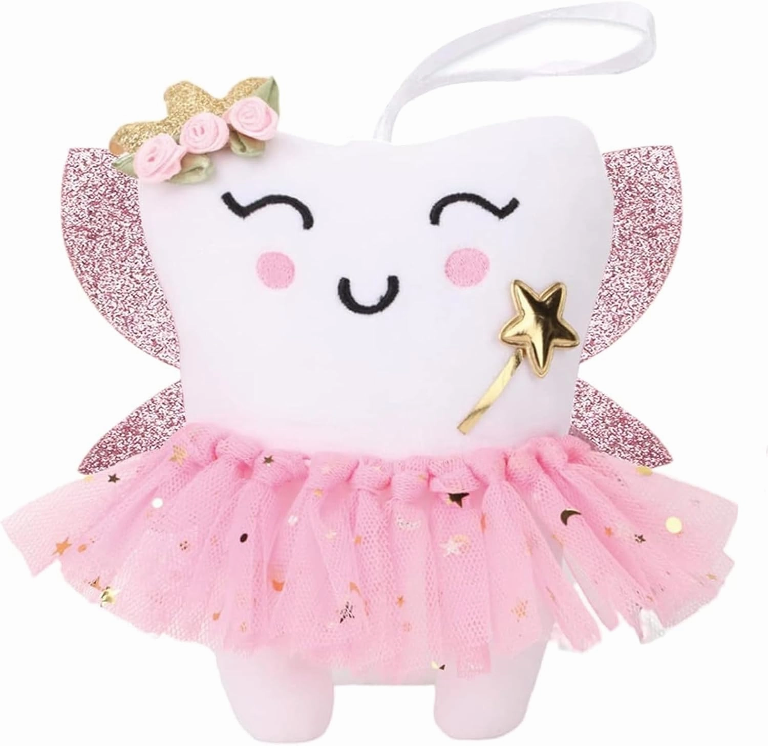 Tooth Fairy Pillow,Tooth Fairy Plush Dolls for Girls with Pocket and Glittering Wings