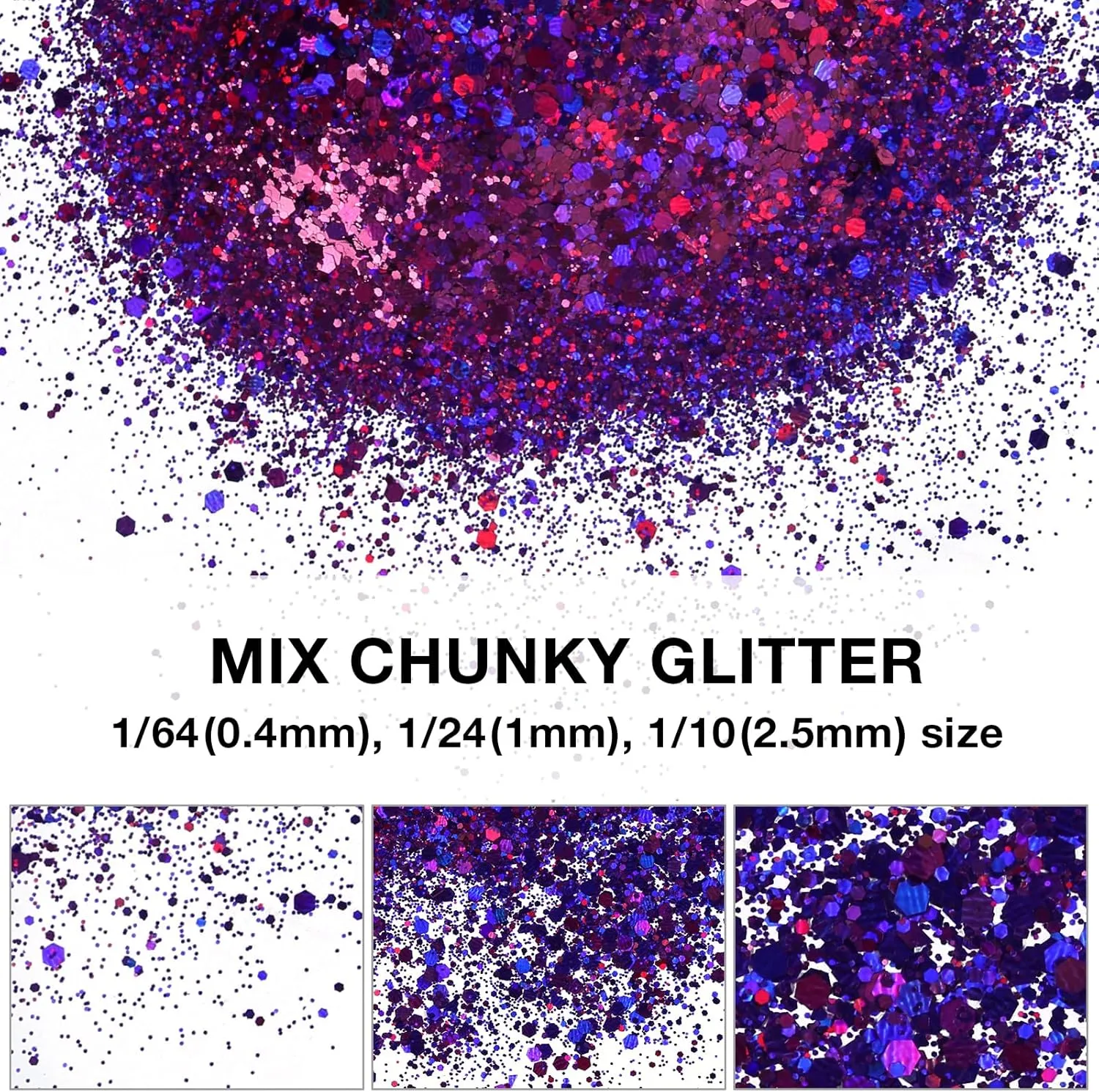 TORC 1 Pound Grape Purple Holographic Glitter 16 oz Mix Chunky Glitter Bulk for Resin Craft Cosmetic Art Festival Decoration