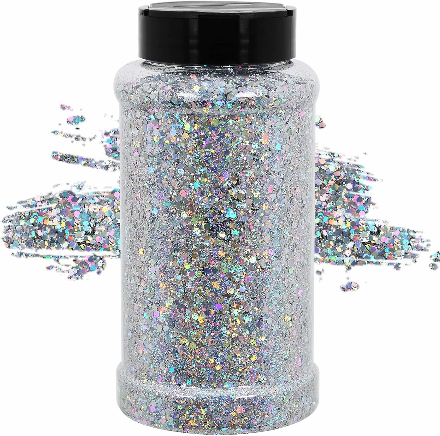 TORC 1 Pound Silver Holographic Glitter 16 OZ Mix Chunky Glitter Bulk for Resin Craft Cosmetic Art Festival Decoration