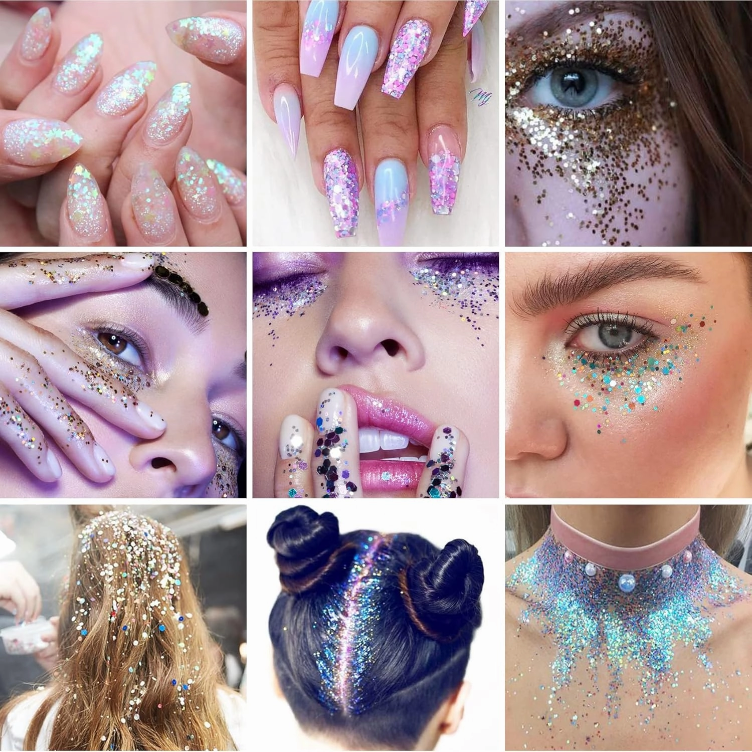 TORC 1 Pound Silver Holographic Glitter 16 OZ Mix Chunky Glitter Bulk for Resin Craft Cosmetic Art Festival Decoration