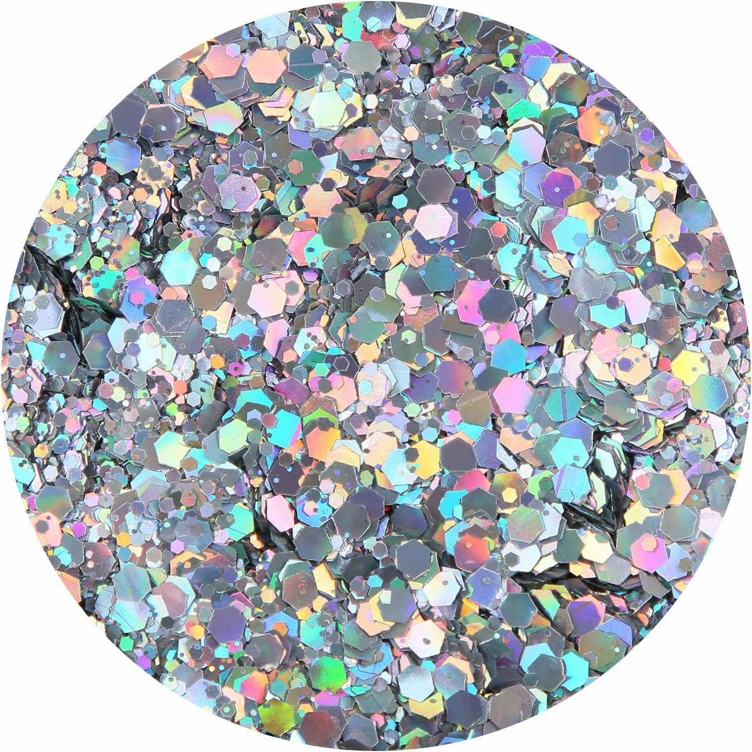 TORC 1 Pound Silver Holographic Glitter 16 OZ Mix Chunky Glitter Bulk for Resin Craft Cosmetic Art Festival Decoration