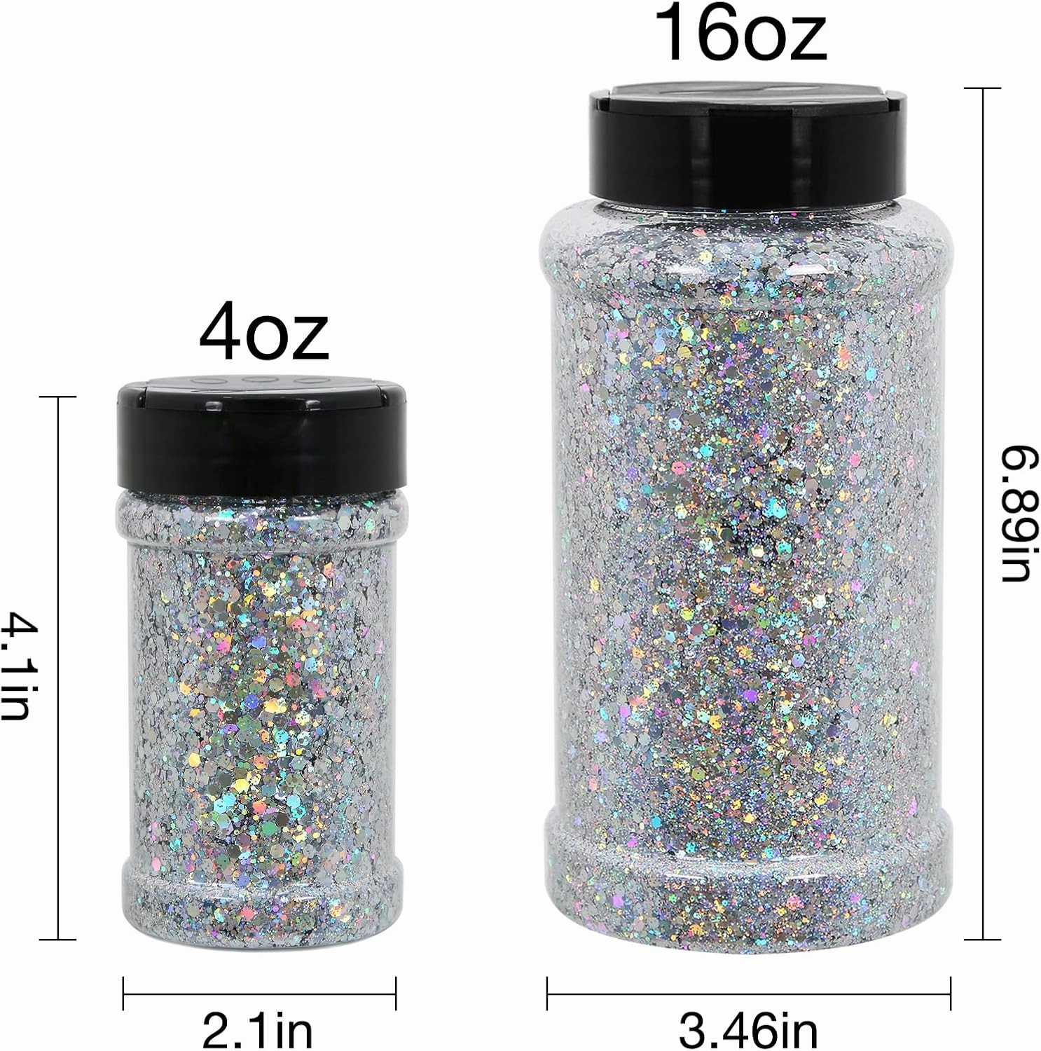 TORC 1 Pound Silver Holographic Glitter 16 OZ Mix Chunky Glitter Bulk for Resin Craft Cosmetic Art Festival Decoration