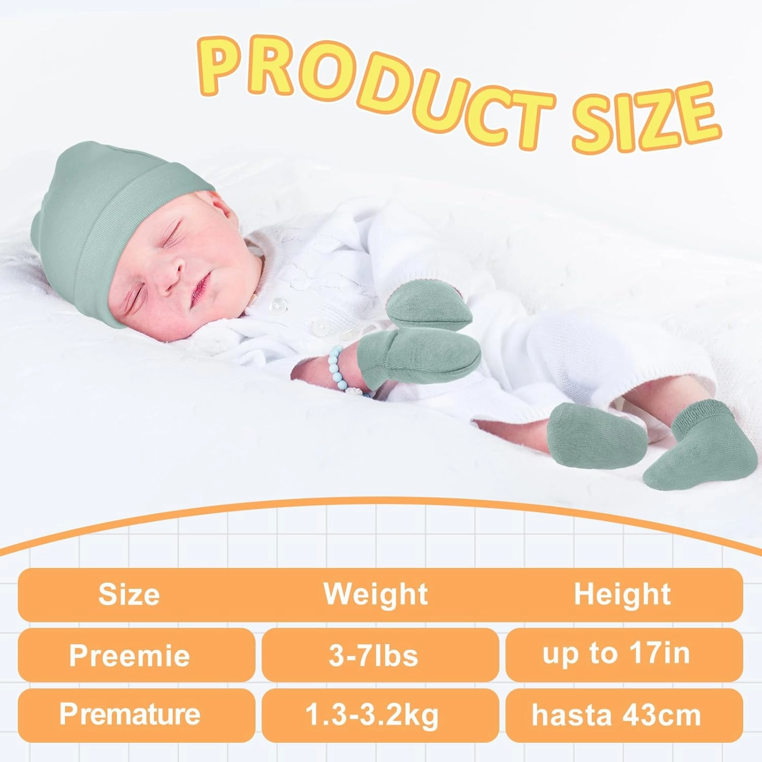 Toulite 6 Pack Preemie Hats Mittens and Socks Set Cotton Preemie Beanie Hat Socks and No Scratch Mittens