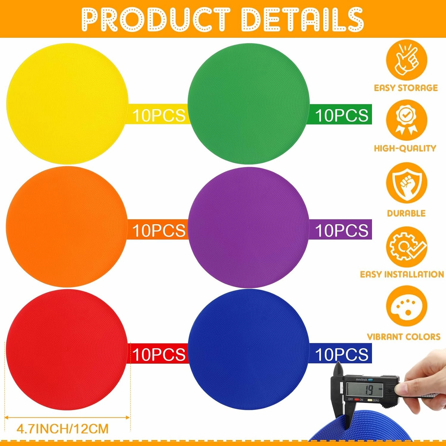 TPE Floor Spot Markers Dots for Gym Flat Non Slip Spot Marker Dance Dot for Classroom Gym Sports Soccer Basketball Agility Training Field Marking Equipment