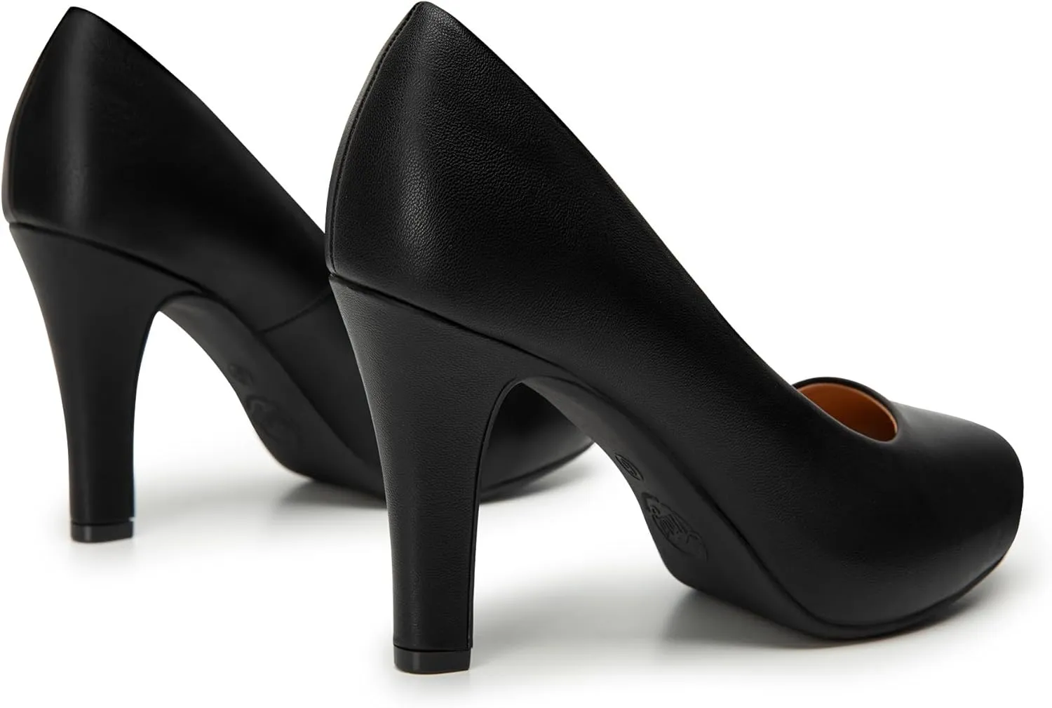 Trary Women's Heels for Women, Black Heels White Heels Brown Heels Nude Heels, Low Platform Heels, IN3.2 High Heel Closed Round Toe Pumps Dress Office Wedding Shoes for Women