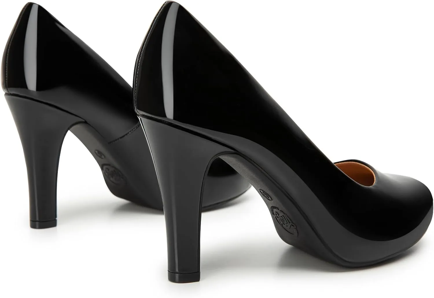 Trary Women's Heels for Women, Black Heels White Heels Brown Heels Nude Heels, Low Platform Heels, IN3.2 High Heel Closed Round Toe Pumps Dress Office Wedding Shoes for Women