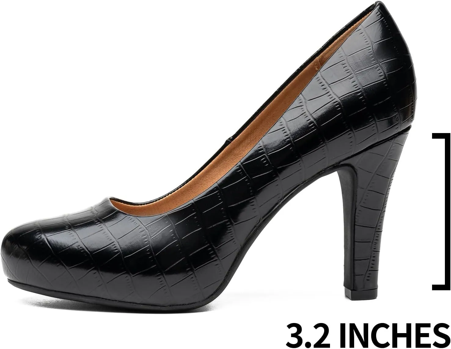 Trary Women's Heels for Women, Black Heels White Heels Brown Heels Nude Heels, Low Platform Heels, IN3.2 High Heel Closed Round Toe Pumps Dress Office Wedding Shoes for Women