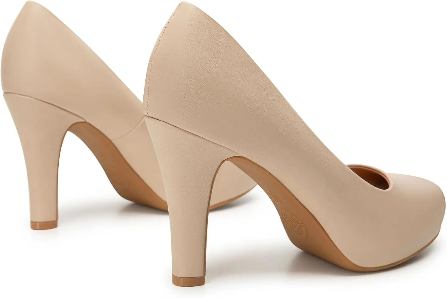 Trary Women's Heels for Women, Black Heels White Heels Brown Heels Nude Heels, Low Platform Heels, IN3.2 High Heel Closed Round Toe Pumps Dress Office Wedding Shoes for Women