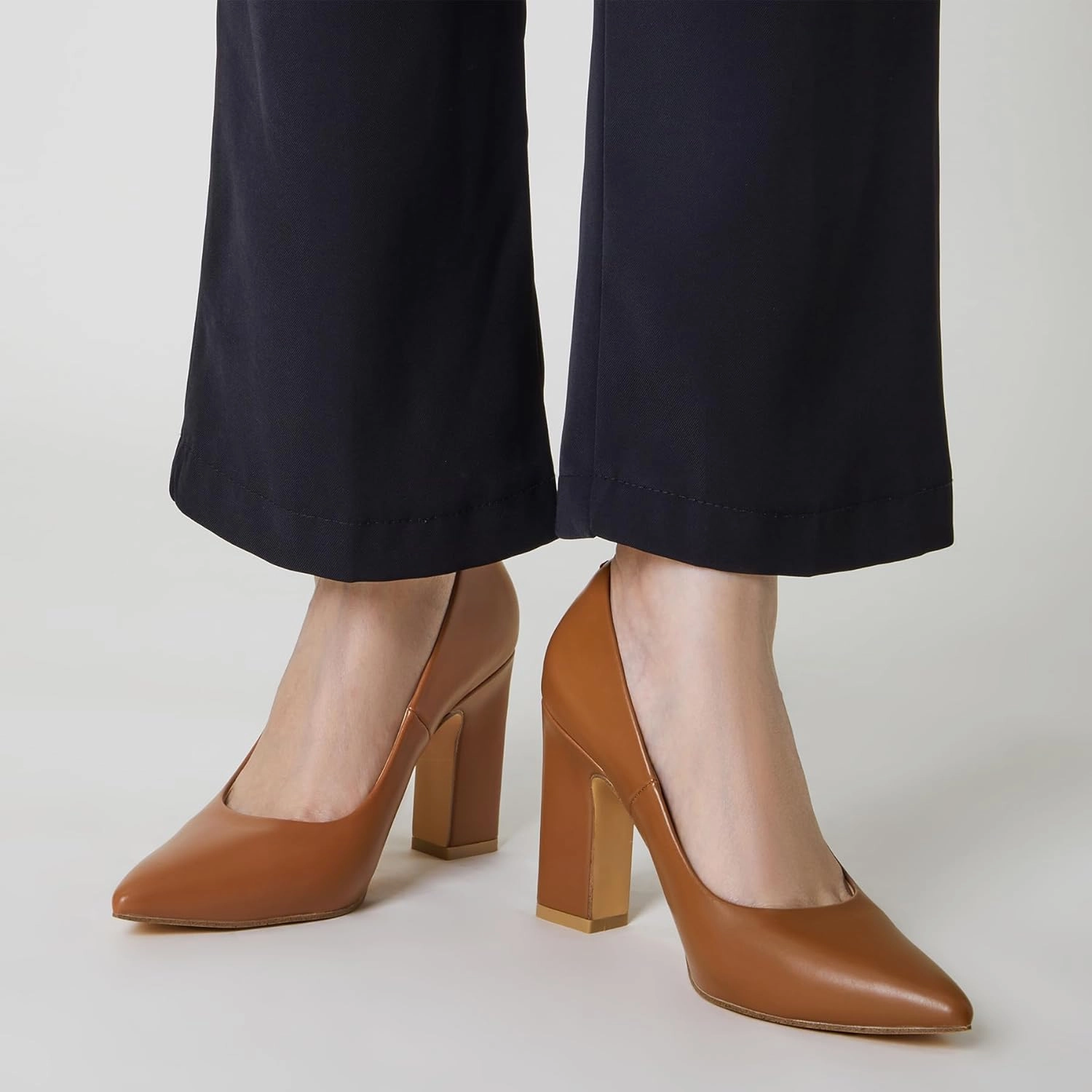 Trary Heels for Women Closed Pointed Toe Chunky Pumps Shoes Women Block High Heels Comfortable Slip-On Dress Office Party Wedding Shoes 3.54" Heel