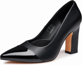 Trary Heels for Women Closed Pointed Toe Chunky Pumps Shoes Women Block High Heels Comfortable Slip-On Dress Office Party Wedding Shoes 3.54" Heel