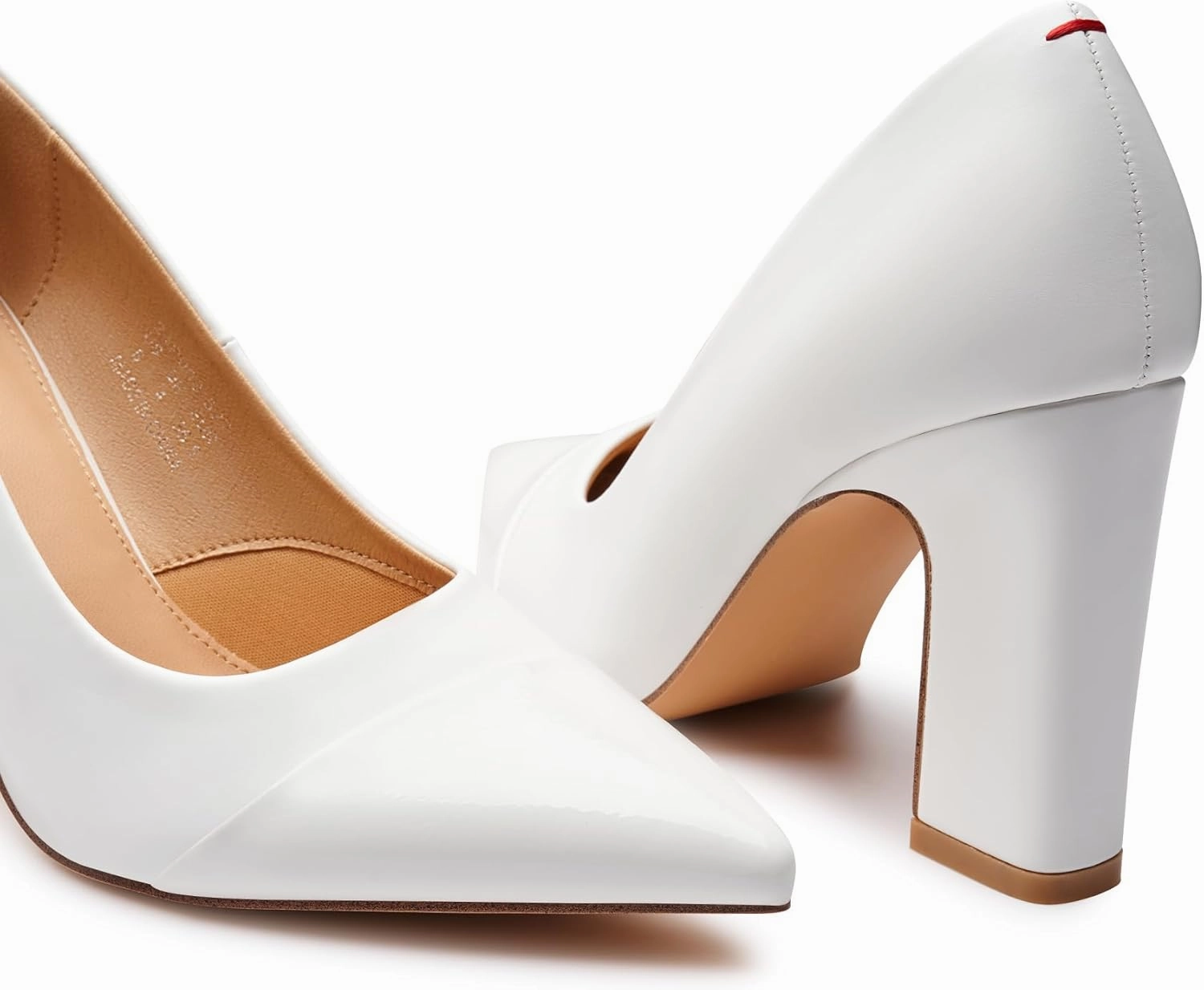 Trary Heels for Women Closed Pointed Toe Chunky Pumps Shoes Women Block High Heels Comfortable Slip-On Dress Office Party Wedding Shoes 3.54" Heel