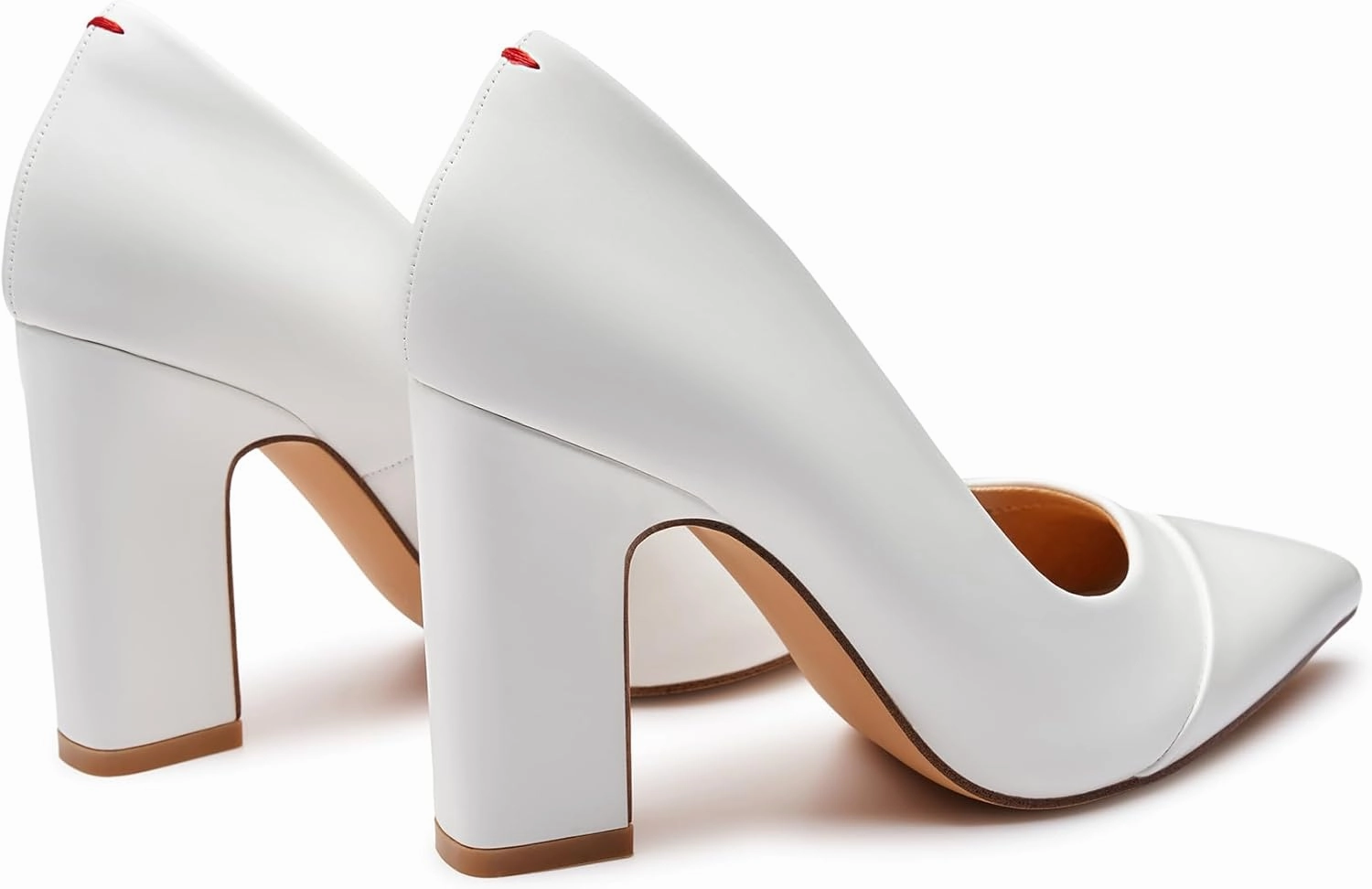 Trary Heels for Women Closed Pointed Toe Chunky Pumps Shoes Women Block High Heels Comfortable Slip-On Dress Office Party Wedding Shoes 3.54" Heel