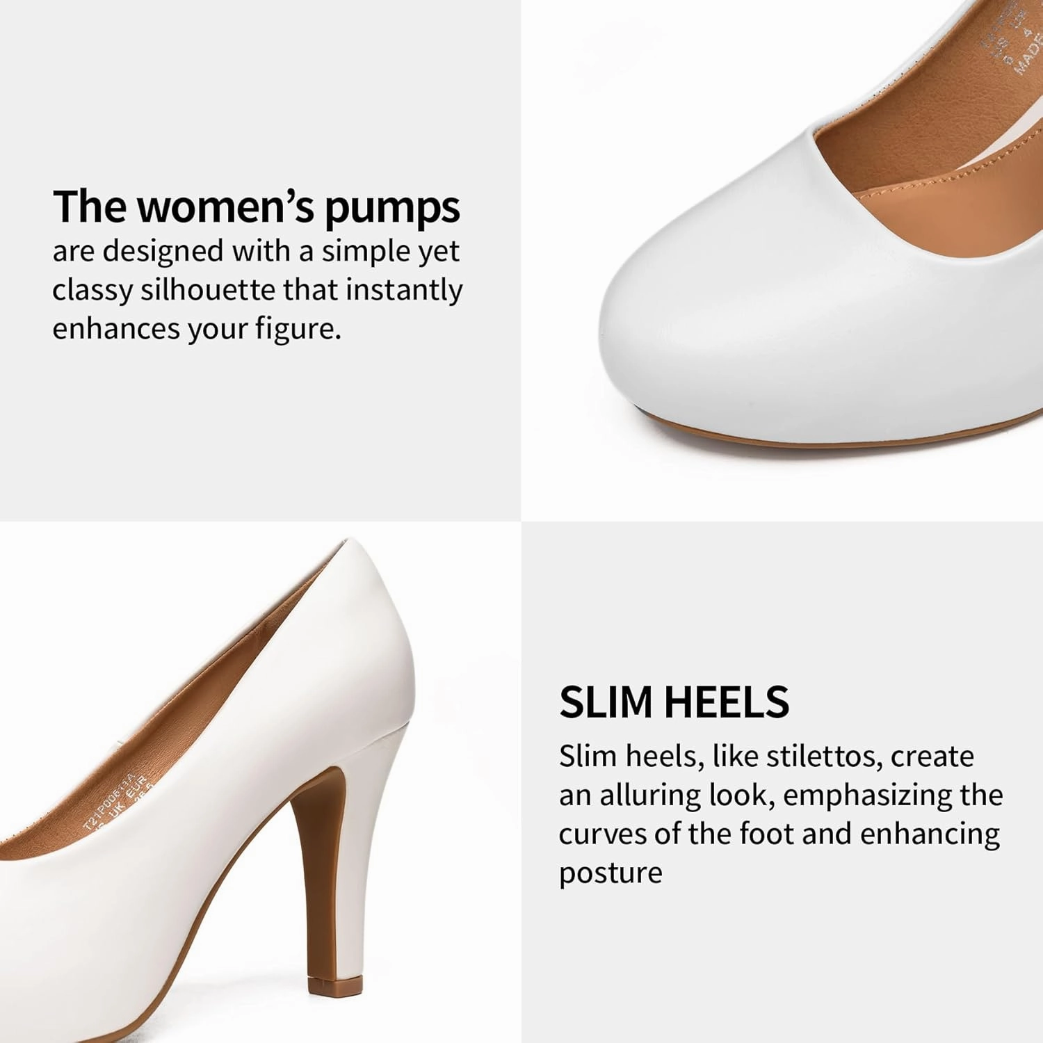 Trary Women's Heels for Women, Black Heels White Heels Brown Heels Nude Heels, Low Platform Heels, IN3.2 High Heel Closed Round Toe Pumps Dress Office Wedding Shoes for Women