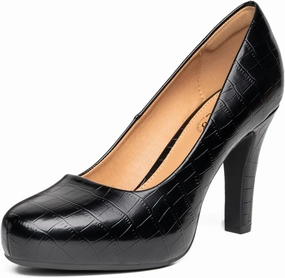 Trary Women's Heels for Women, Black Heels White Heels Brown Heels Nude Heels, Low Platform Heels, IN3.2 High Heel Closed Round Toe Pumps Dress Office Wedding Shoes for Women