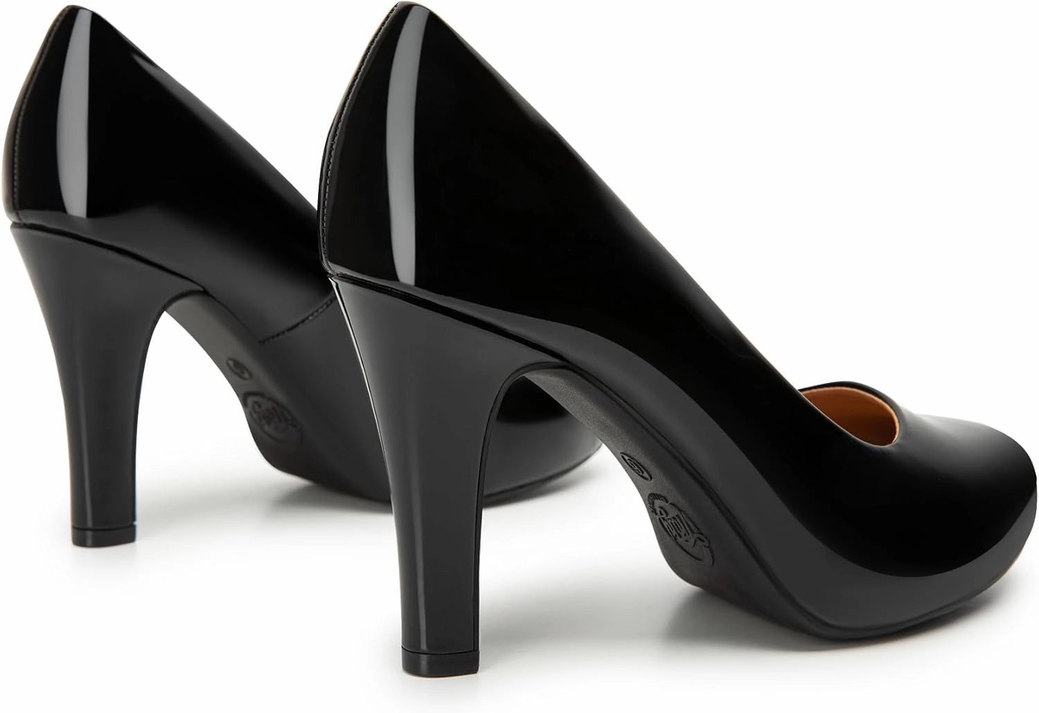 Trary Women's Heels for Women, Black Heels White Heels Brown Heels Nude Heels, Low Platform Heels, IN3.2 High Heel Closed Round Toe Pumps Dress Office Wedding Shoes for Women