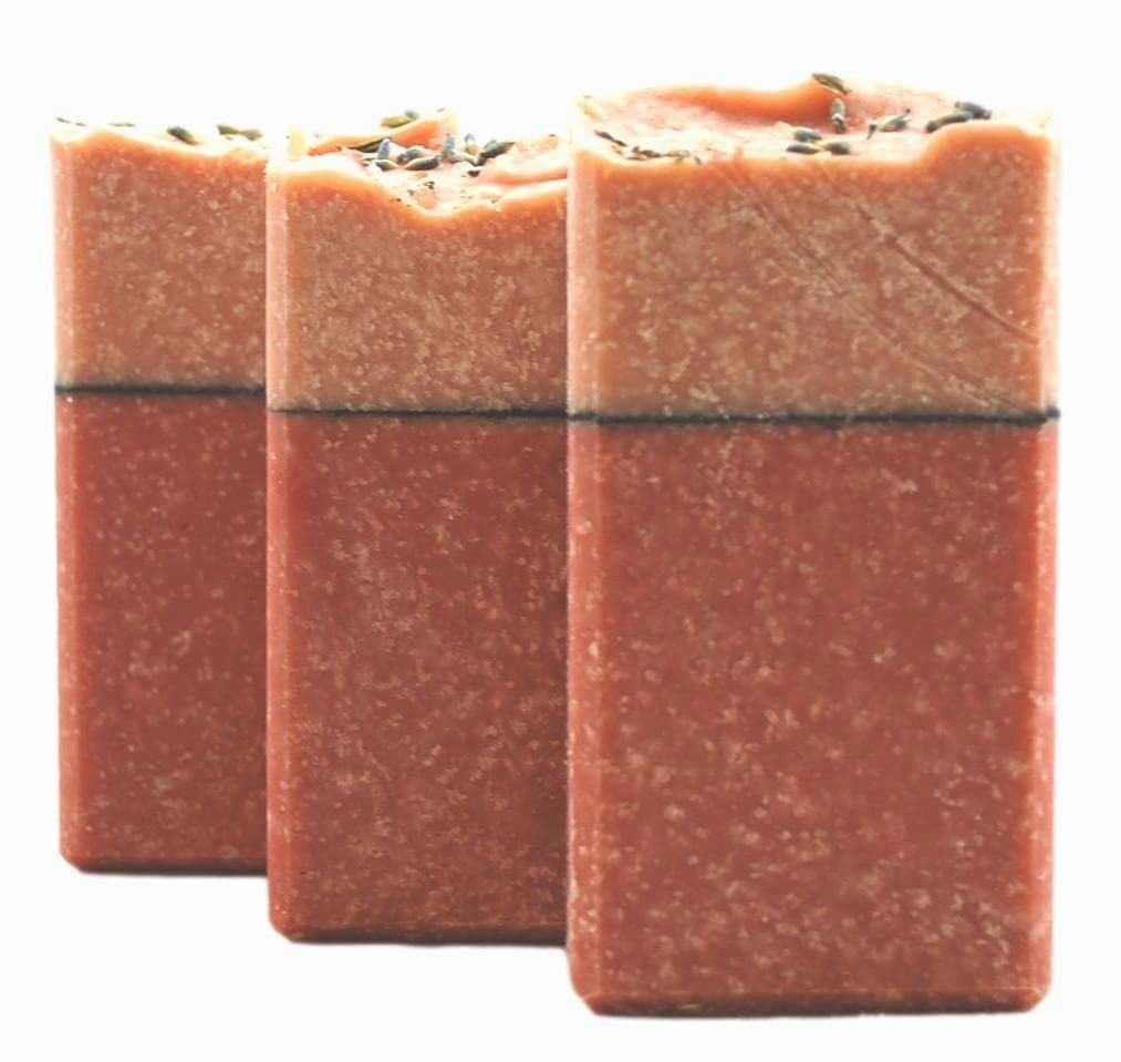 Traverse Bay Bath and Body- All natural handmade cold process bar soap, lavender, Rose, Himalayan pink salt, Exfoliating essential oil soap. 3 bar pack 16   oz. Made in the USA
