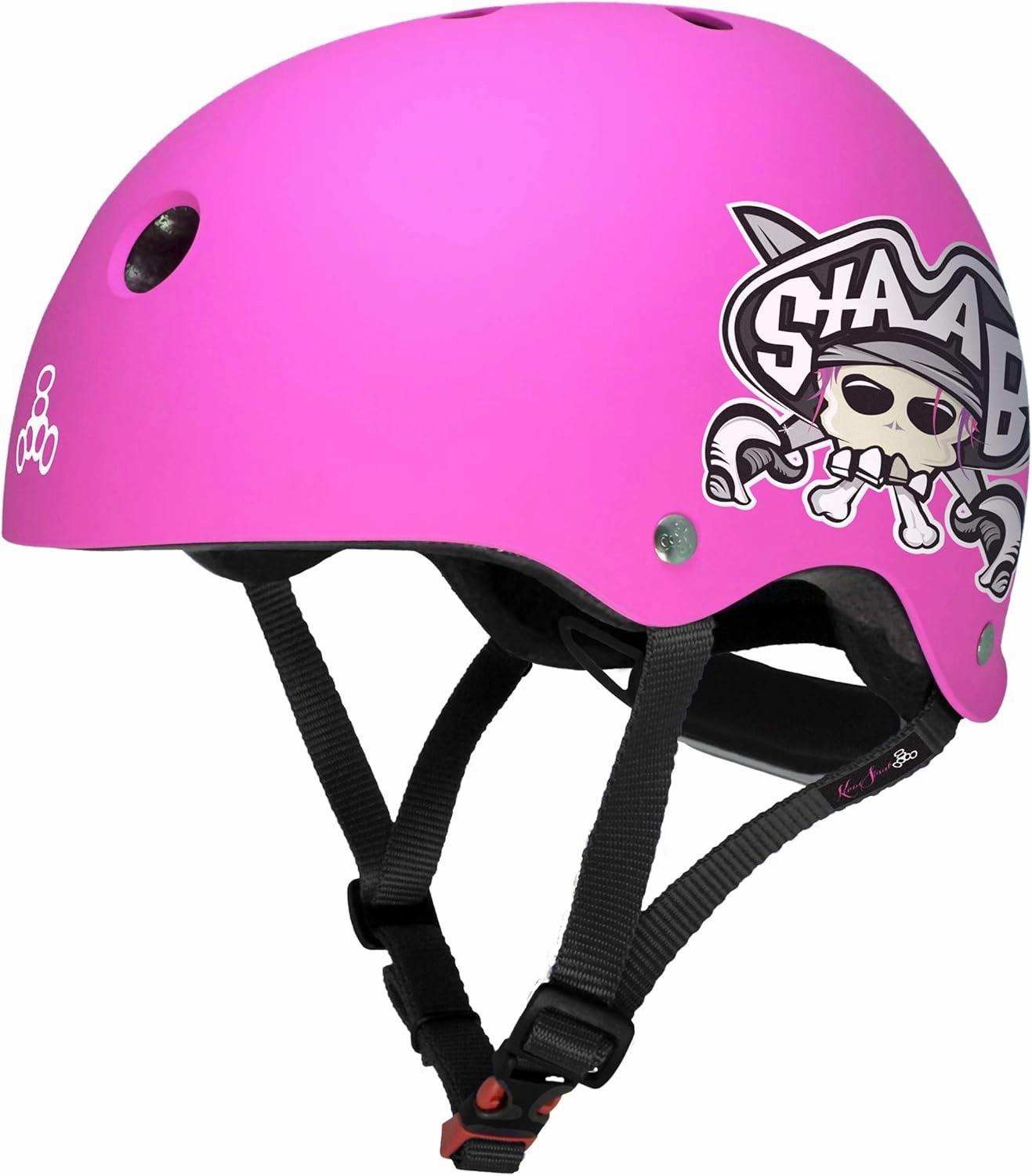 Triple Eight Lil 8 STAAB Dual Certified Sweatsaver Kids Skateboard and Bike Helmet, Neon Pink Matte