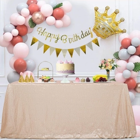 Trlyc Champagne Sequin Tablecloth - 60x120inch Glitter Tablecloth Rectangle Party Wedding Christmas Table Cloth