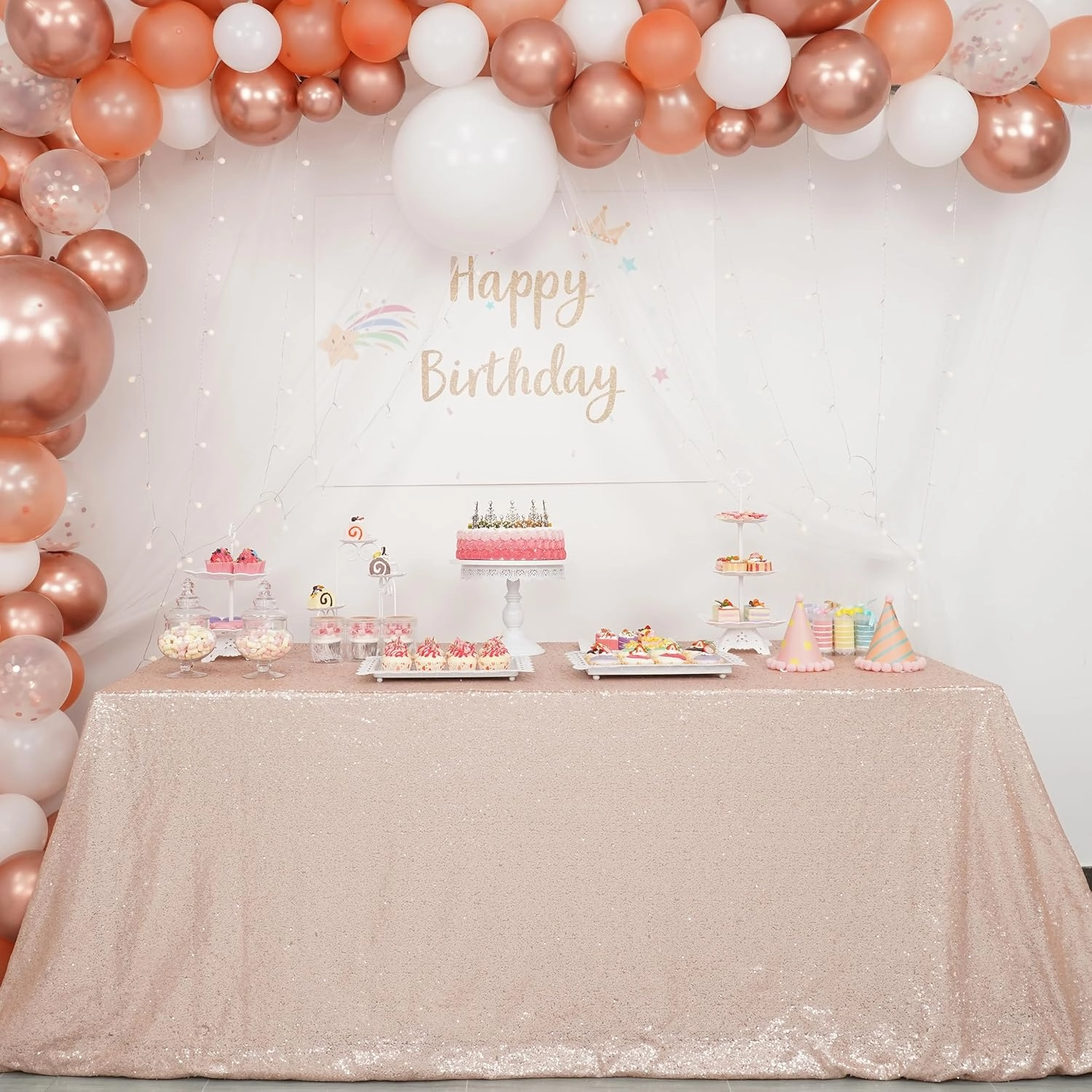 Trlyc Champagne Sequin Tablecloth - 60x120inch Glitter Tablecloth Rectangle Party Wedding Christmas Table Cloth