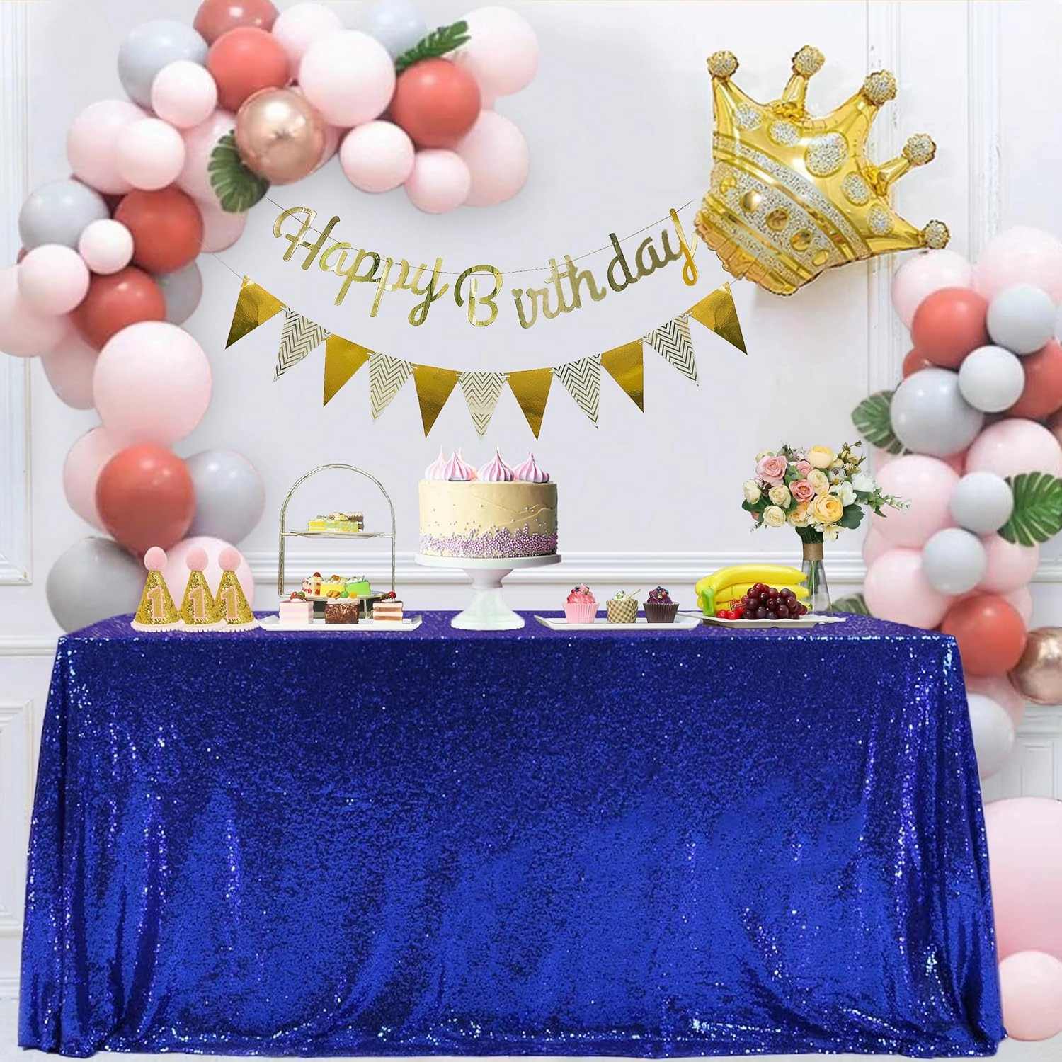 Trlyc Sequin Tablecloth - 60"*120" Royal Blue Tablecloth Glitter Sparkly Tablecloth Table Cover for Party Rectangle Table Decoration for Party Wedding Christmas Helloween Events