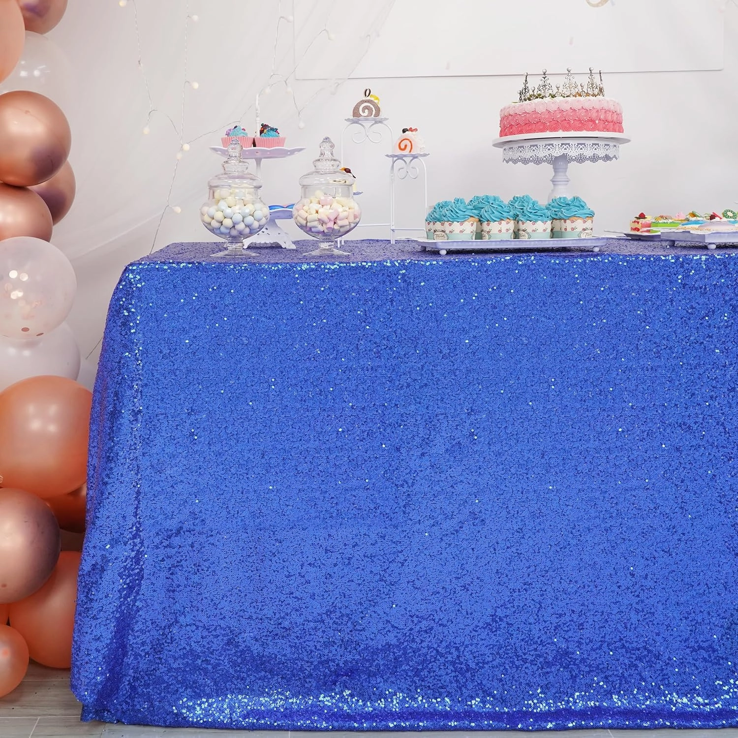 Trlyc Sequin Tablecloth - 60"*120" Royal Blue Tablecloth Glitter Sparkly Tablecloth Table Cover for Party Rectangle Table Decoration for Party Wedding Christmas Helloween Events