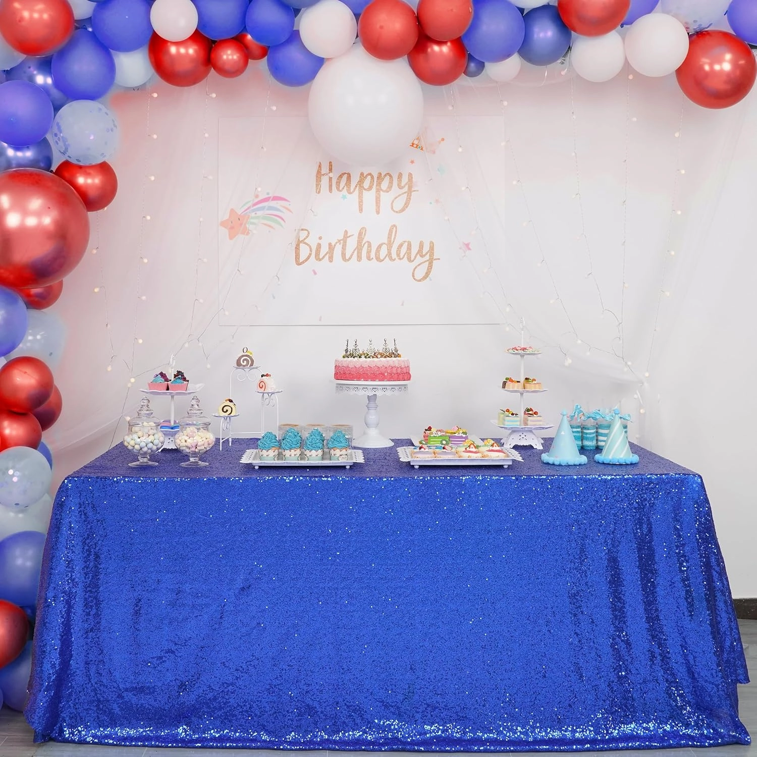 Trlyc Sequin Tablecloth - 60"*120" Royal Blue Tablecloth Glitter Sparkly Tablecloth Table Cover for Party Rectangle Table Decoration for Party Wedding Christmas Helloween Events