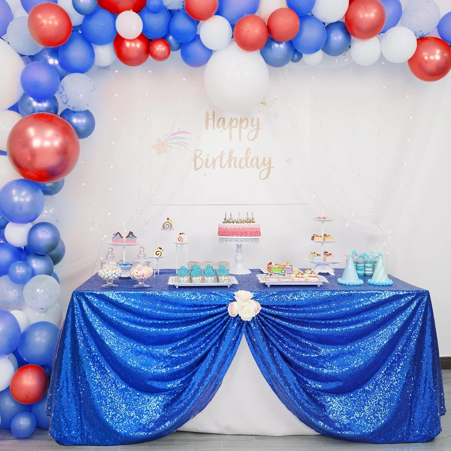 Trlyc Sequin Tablecloth - 60"*120" Royal Blue Tablecloth Glitter Sparkly Tablecloth Table Cover for Party Rectangle Table Decoration for Party Wedding Christmas Helloween Events