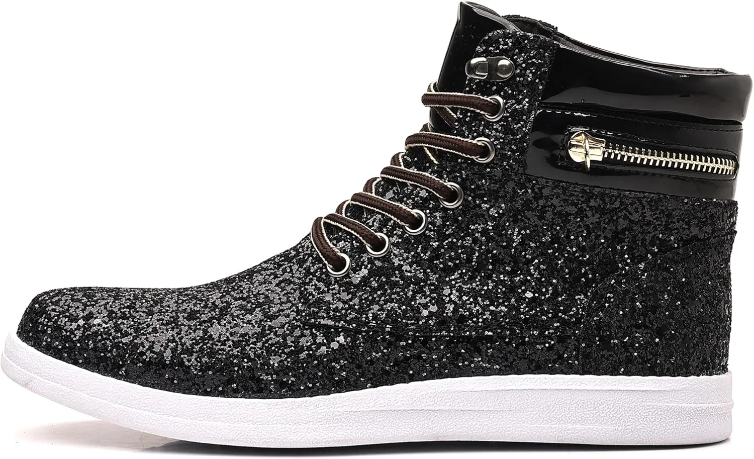 Trsorini Glitter Mens Shoes High Top Fashion Sparkly Sneakers Shiny Bling Sequin for Male