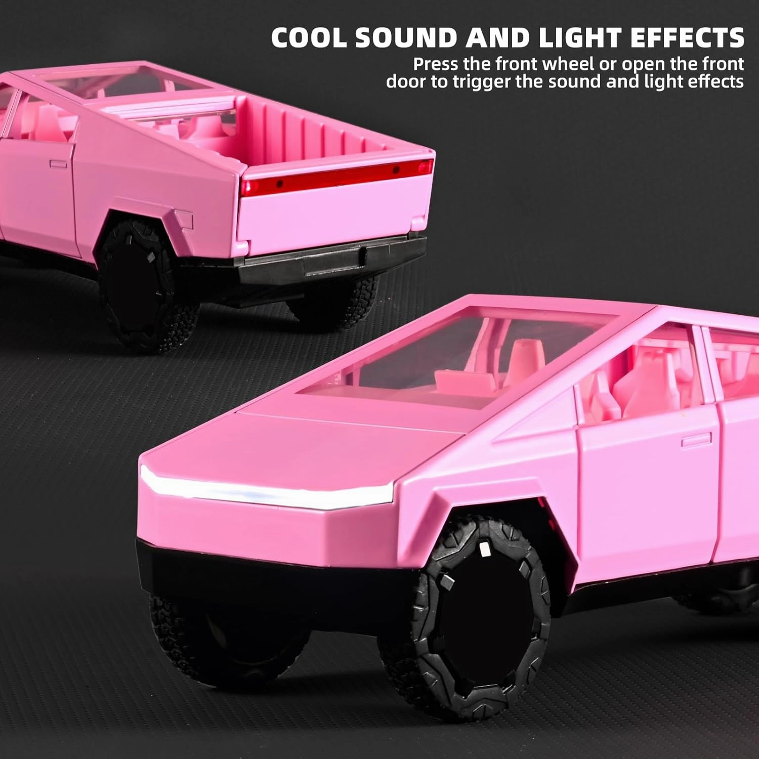 Trucks for Kids Toy Pickup Truck 1/32 Metal Toy Truck,Big Trucks for Toddlers 3-5,Die Cast Metal Model Truck,Pull Back Cars Toys with Light and Sound,Toy Trucks for Boys Age 4-7（Pink）