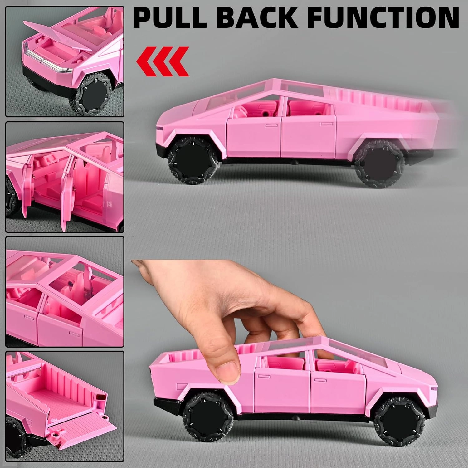 Trucks for Kids Toy Pickup Truck 1/32 Metal Toy Truck,Big Trucks for Toddlers 3-5,Die Cast Metal Model Truck,Pull Back Cars Toys with Light and Sound,Toy Trucks for Boys Age 4-7（Pink）