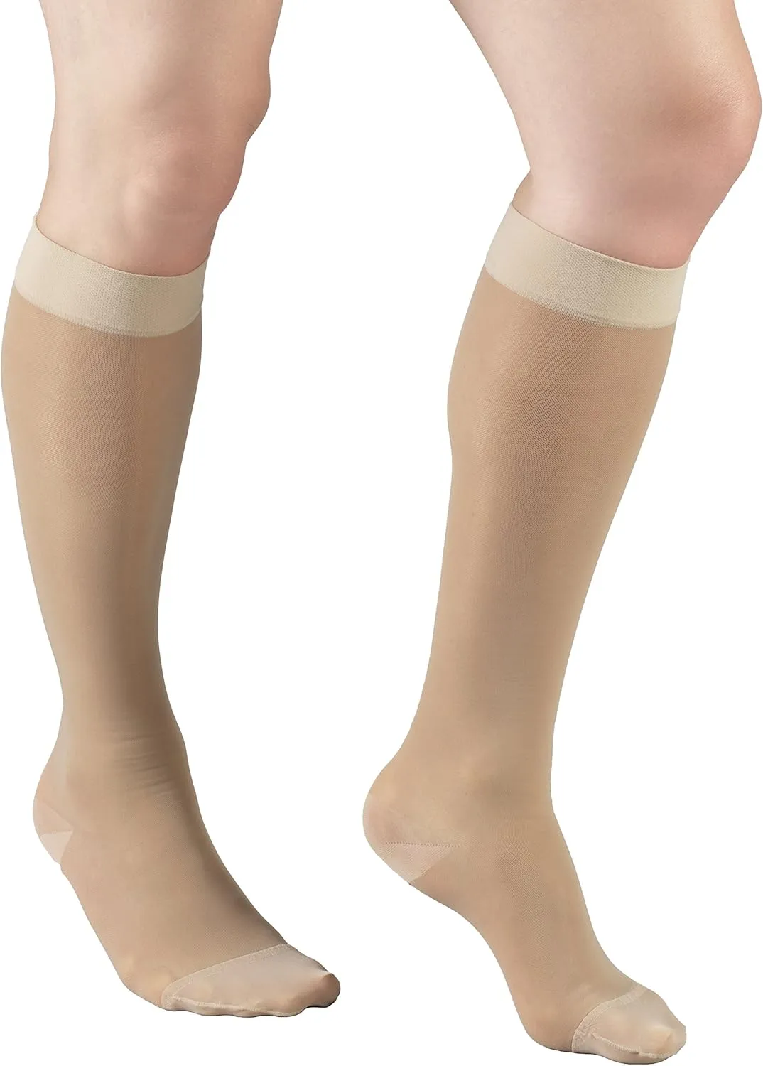 Truform Sheer Compression Stockings, 15-20 mmHg, Women's Knee High Length, 20 Denier, Nude, Medium