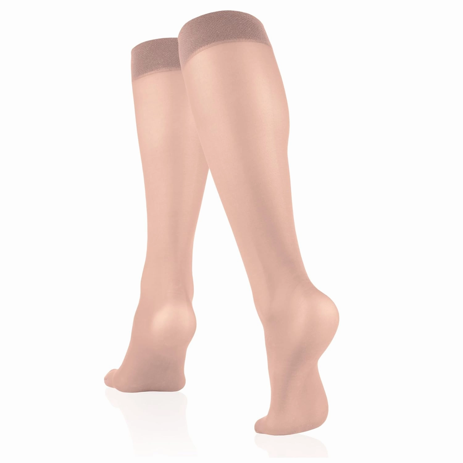 Truform Sheer Compression Stockings, 8-15 mmHg, Women's Knee High Length, 20 Denier, Nude, Medium