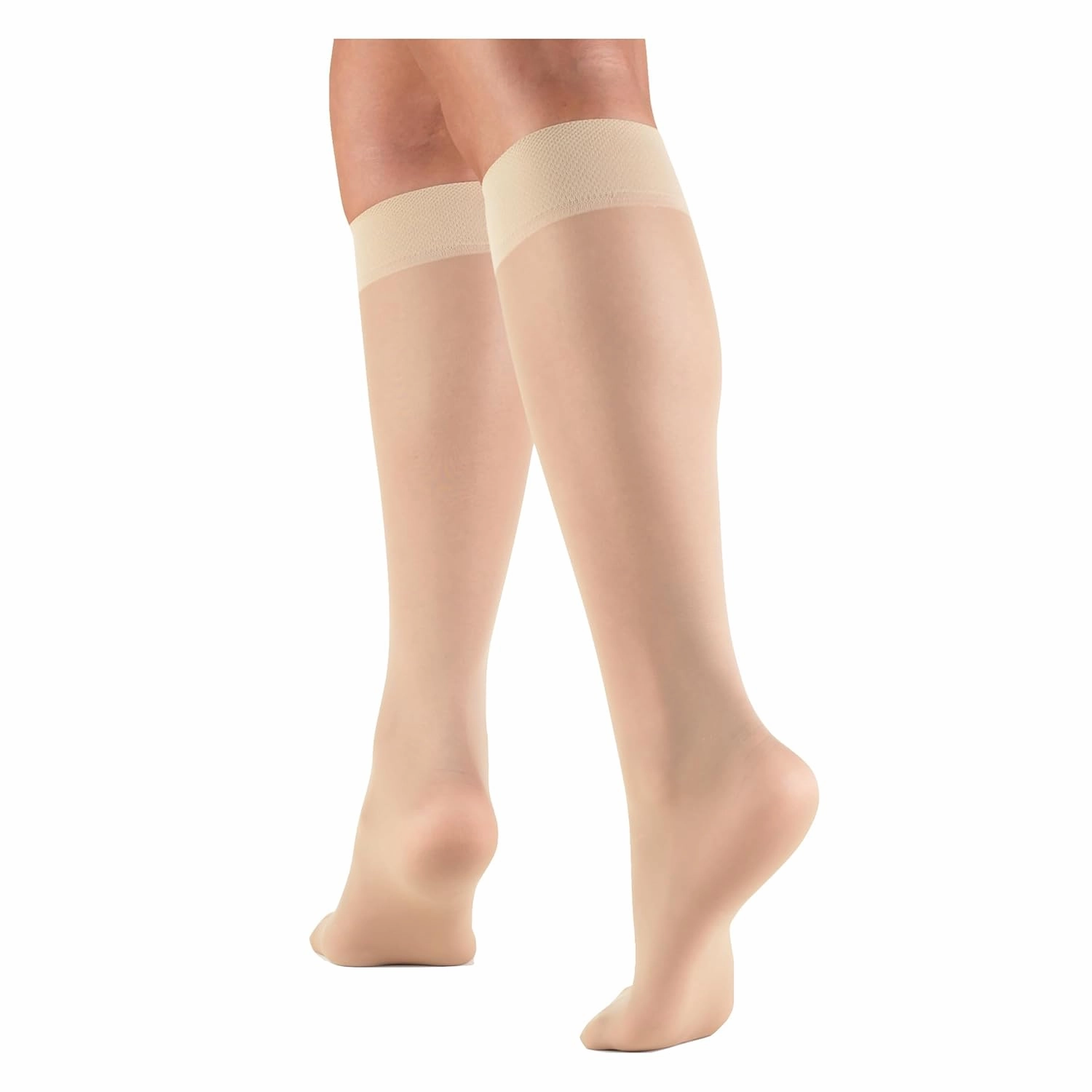 Truform Sheer Compression Stockings, 8-15 mmHg, Women's Knee High Length, 20 Denier, Nude, Medium
