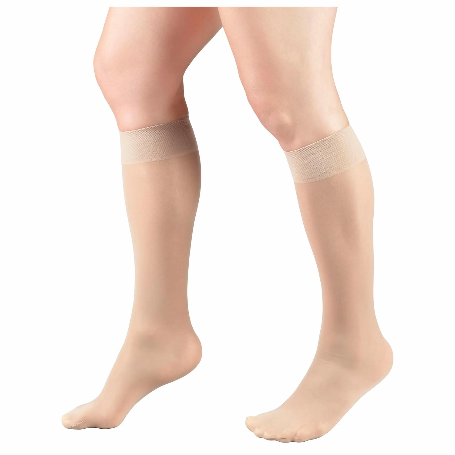 Truform Sheer Compression Stockings, 8-15 mmHg, Women's Knee High Length, 20 Denier, Nude, Medium