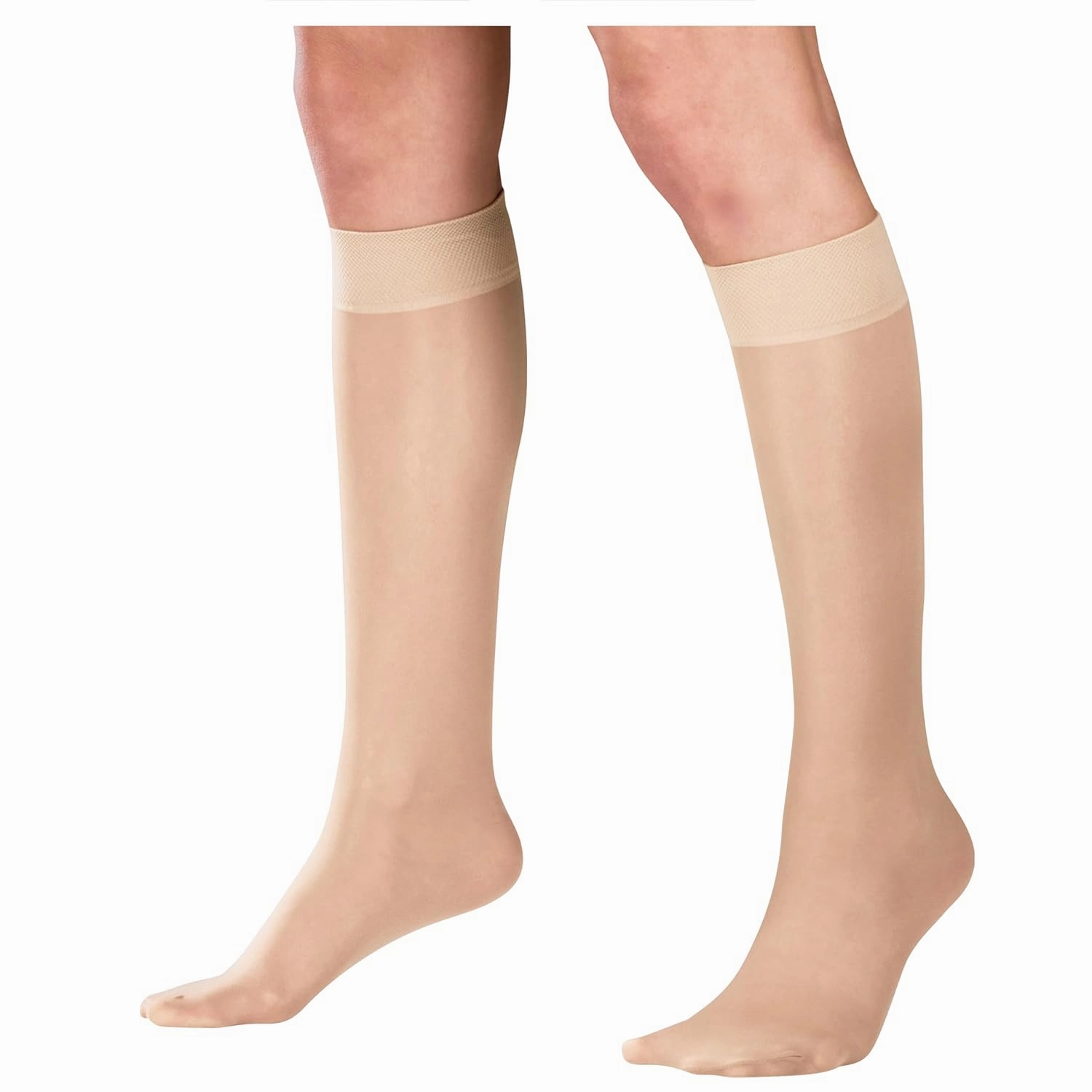 Truform Sheer Compression Stockings, 8-15 mmHg, Women's Knee High Length, 20 Denier, Nude, Medium