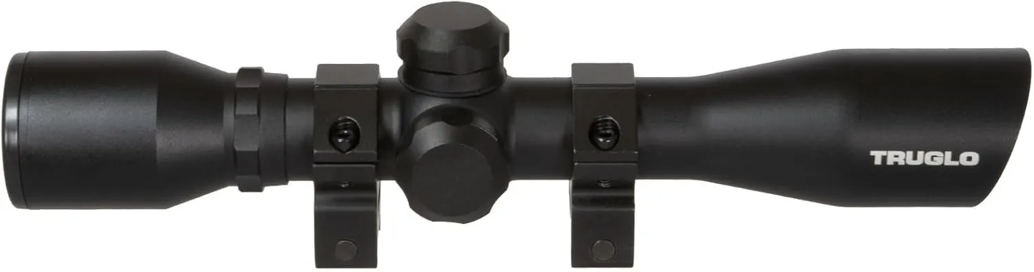 TRUGLO 4x32MM Compact Tactical Hunting Shooting Durable Waterproof Fogproof Scratch-Resistant Aluminum Tube Diamond Reticle Riflescope with Weaver-Style Rings & Lens Covers Included