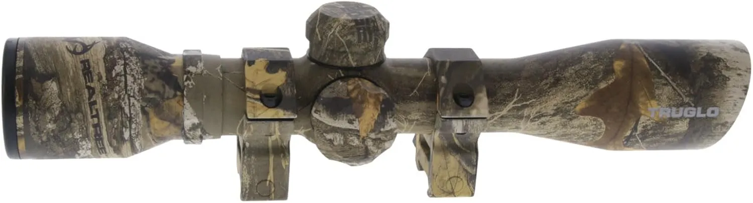 TRUGLO 4x32MM Compact Tactical Hunting Shooting Durable Waterproof Fogproof Scratch-Resistant Aluminum Tube Diamond Reticle Riflescope with Weaver-Style Rings & Lens Covers Included