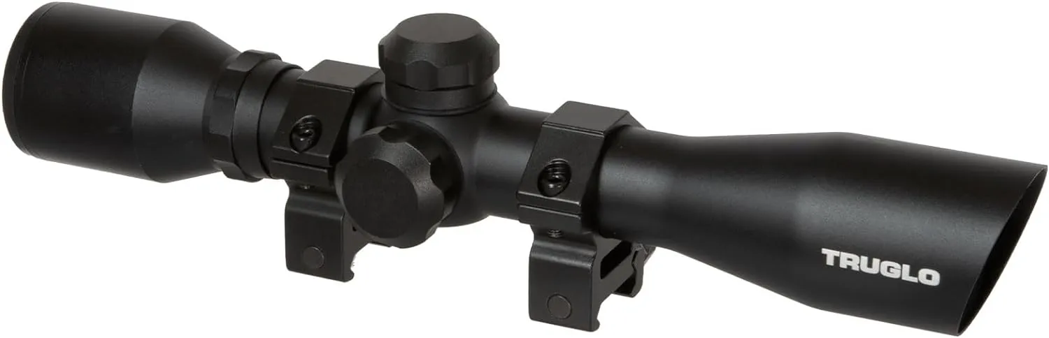TRUGLO 4x32MM Compact Tactical Hunting Shooting Durable Waterproof Fogproof Scratch-Resistant Aluminum Tube Diamond Reticle Riflescope with Weaver-Style Rings & Lens Covers Included