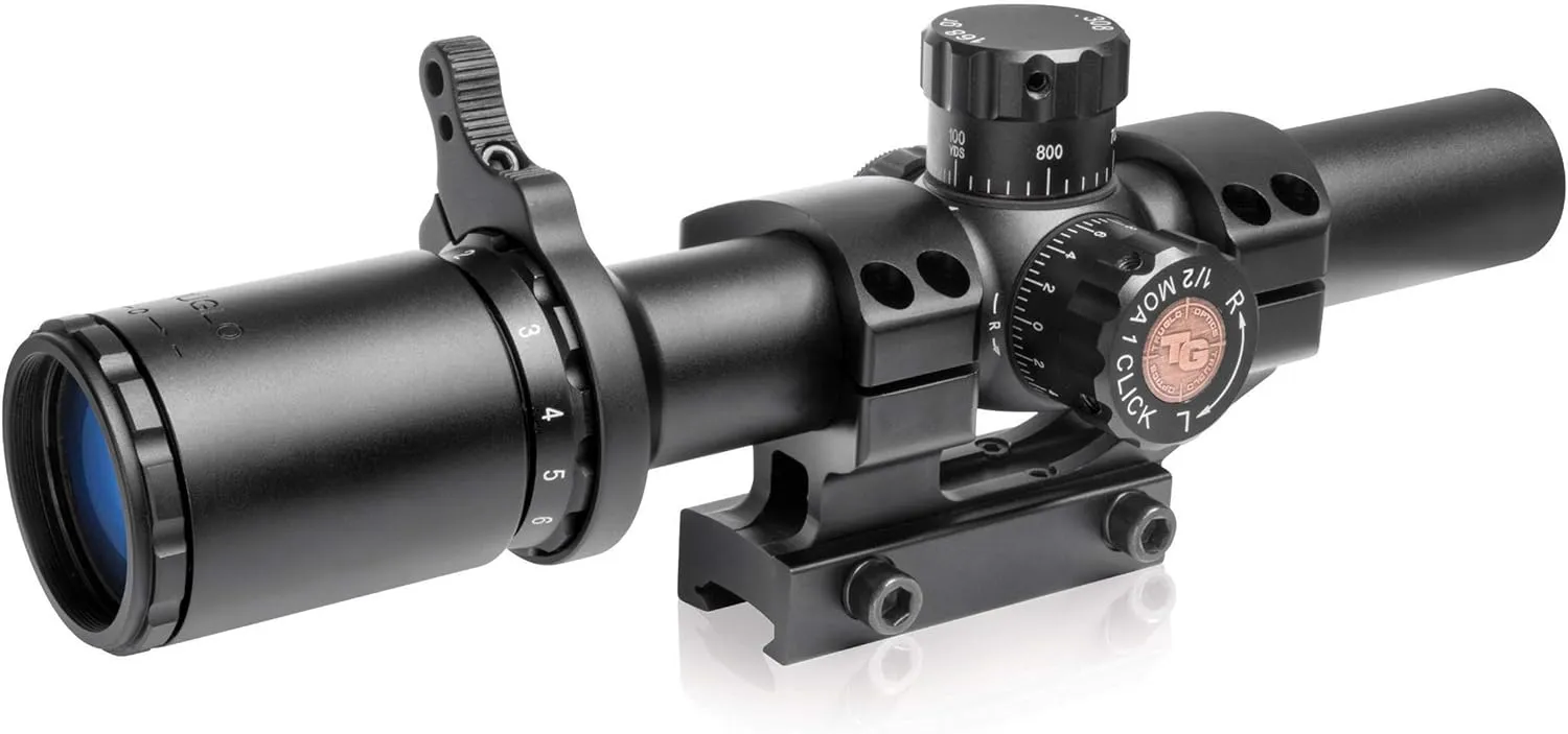 TRUGLO TRU-Brite 30 Series 1-6 X 24mm Dual-Color Illuminated Power Ring Duplex MIL-DOT Reticle Gun Scope with Mount, Matte Black, TG8516TL - Combos Available
