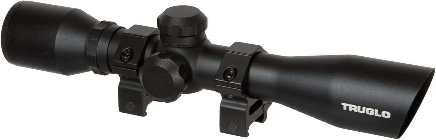 TRUGLO 4x32MM Compact Tactical Hunting Shooting Durable Waterproof Fogproof Scratch-Resistant Aluminum Tube Diamond Reticle Riflescope with Weaver-Style Rings & Lens Covers Included